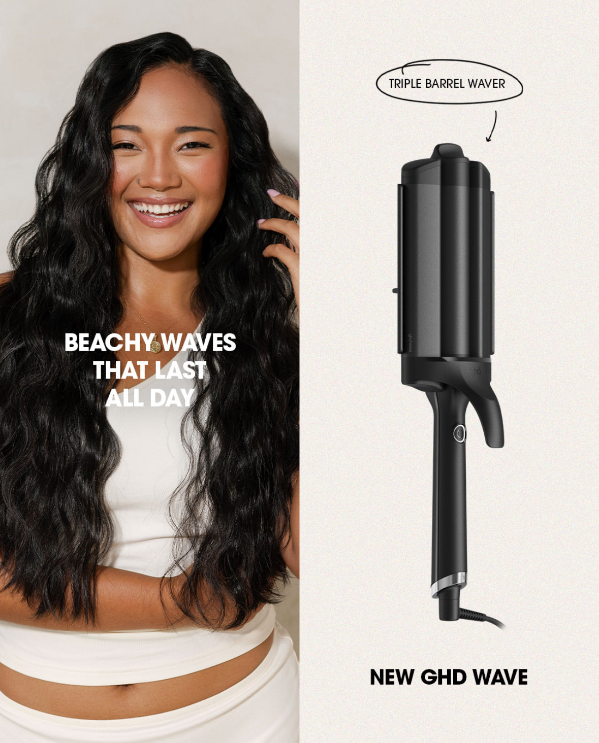 NEW GHD WAVE TRIPLE BARREL HAIR WAVER (3X32MM)