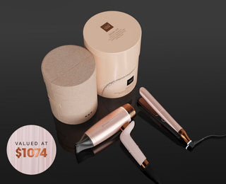 NEW GHD DELUXE HAIR DRYER AND STRAIGHTENER GIFT SET IN CASHMERE BEIGE